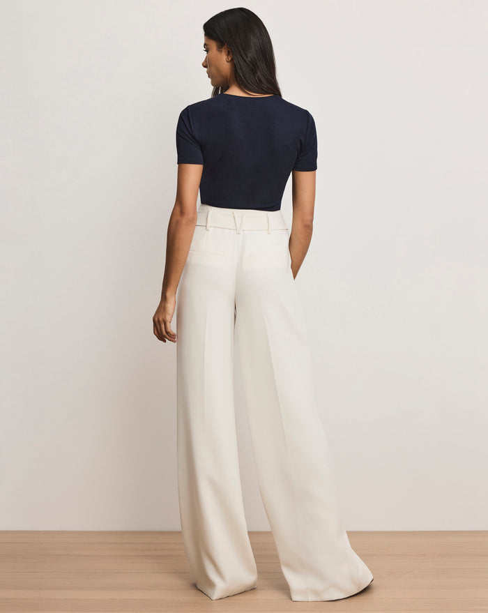 Veronica Beard Tai Belted Wide-Leg Pant - Dove White