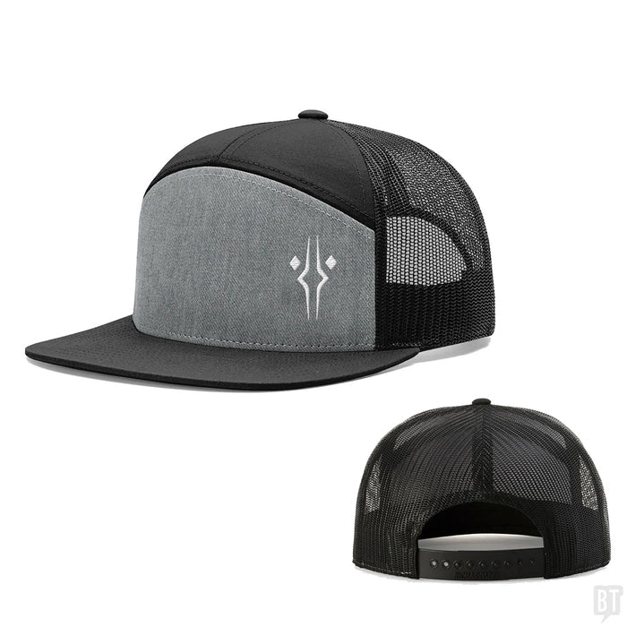 Seven-Panel Trucker Flatbill / Heather and Black / One Size