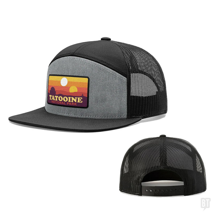 Seven-Panel Trucker Flatbill / Heather and Black / One Size
