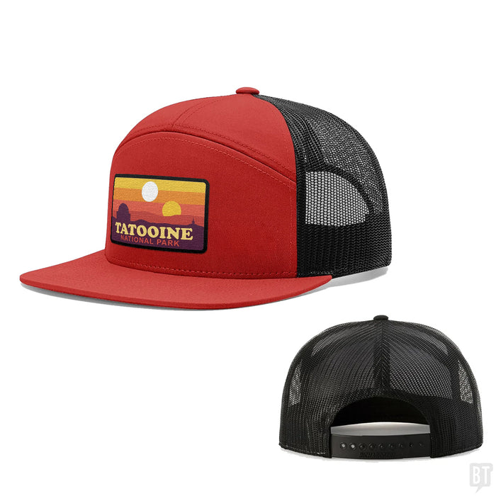 Seven-Panel Trucker Flatbill / Red And Black / One Size