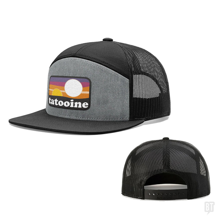 Seven-Panel Trucker Flatbill / Heather and Black / One Size
