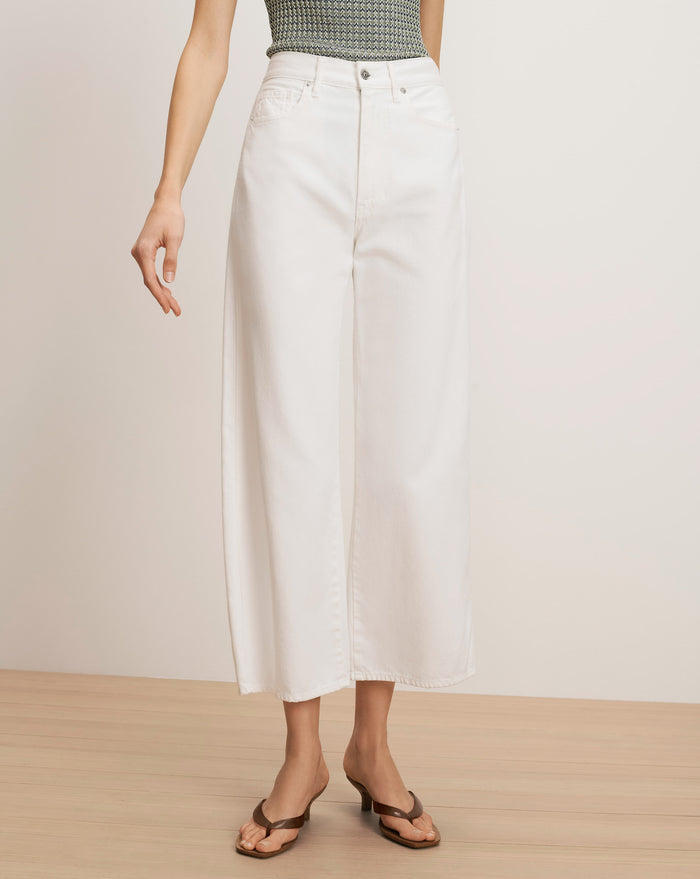 Veronica Beard Taylor Cropped Wide-Leg Jean - White