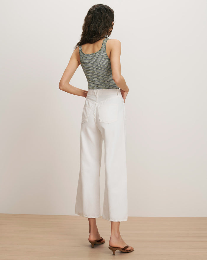 Veronica Beard Taylor Cropped Wide-Leg Jean - White
