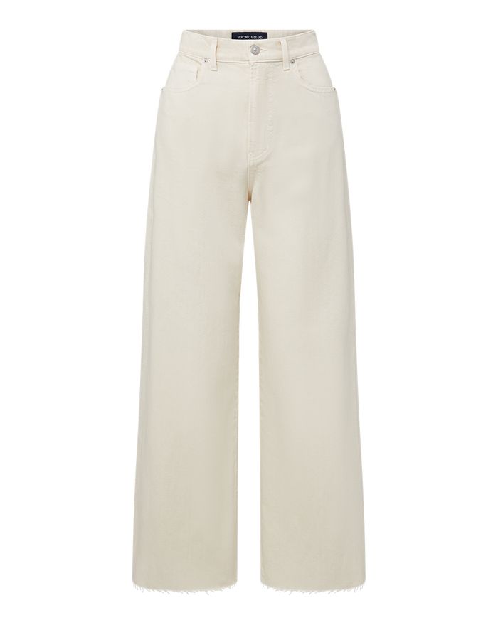 Veronica Beard Taylor Cropped Wide-Leg Jean - Ecru