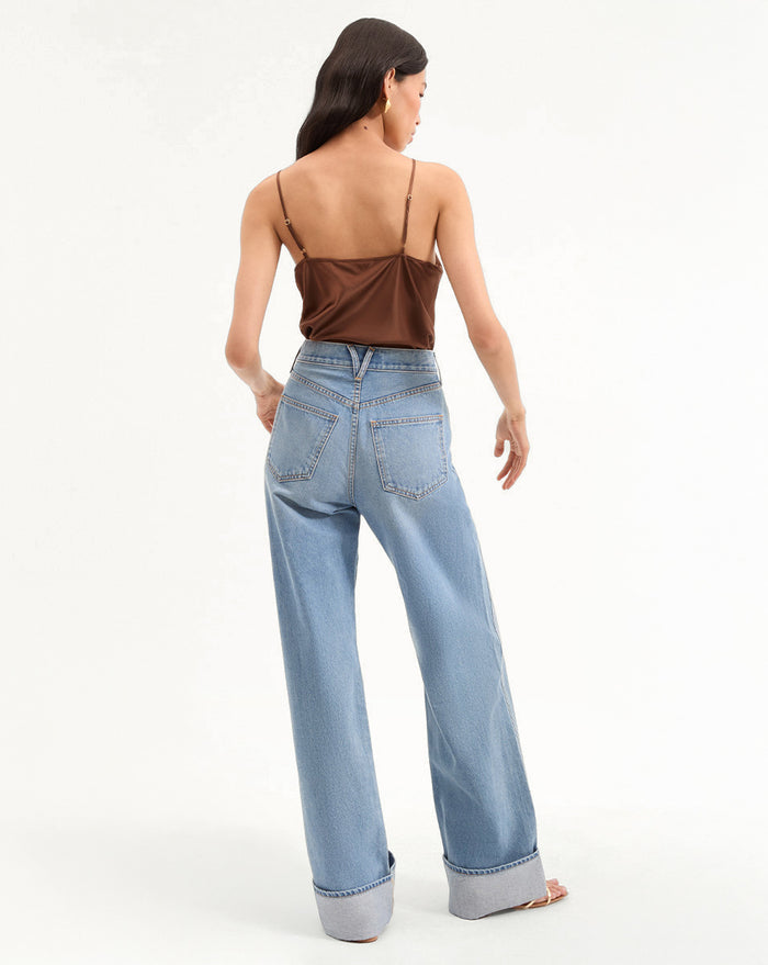 Veronica Beard Taylor Cuffed Wide-Leg Jean - Bright Nova