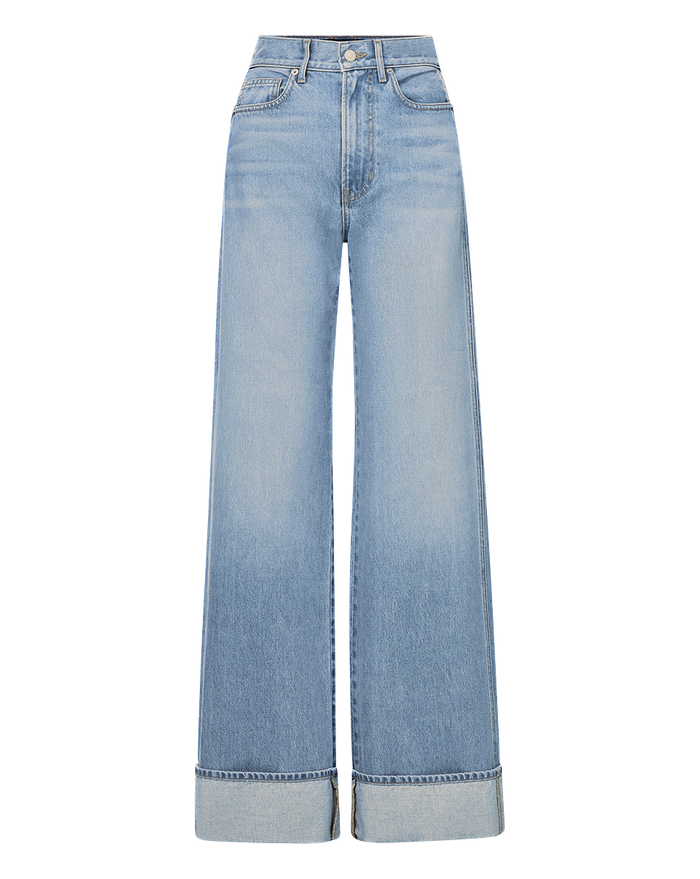 Veronica Beard Taylor Cuffed Wide-Leg Jean - Bright Nova