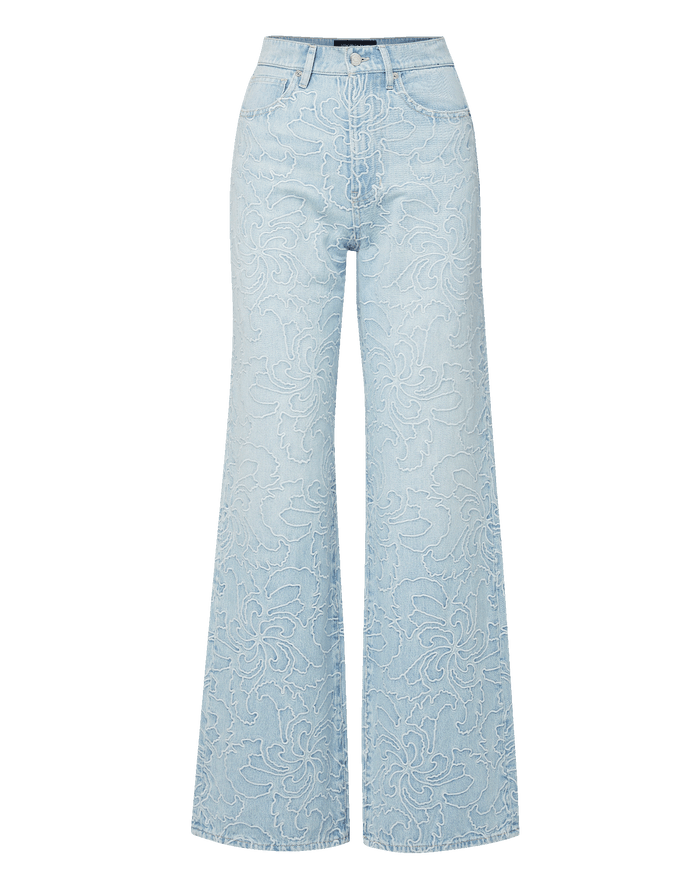 Veronica Beard Taylor Embroidered Wide-Leg Jean - Sun Spark