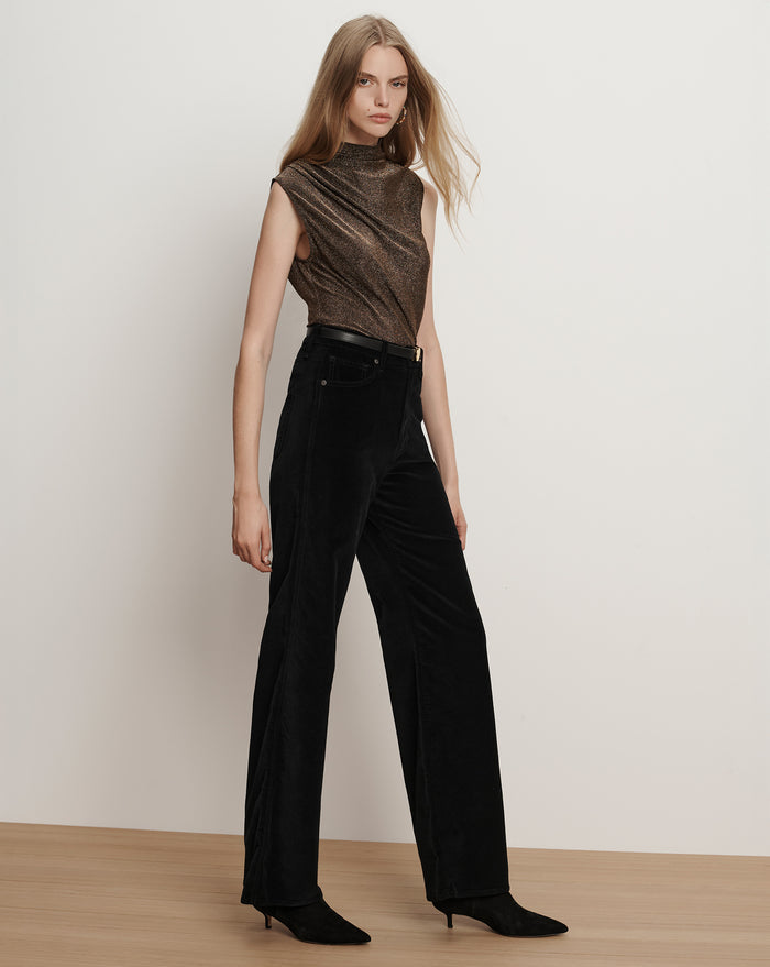 Veronica Beard Taylor Velvet Wide-Leg Pant - Black