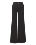 Veronica Beard Black denim wide-leg jeans with high waist.