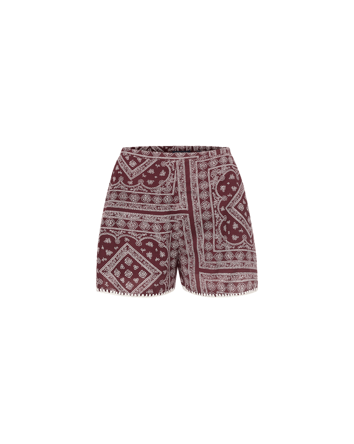 Veronica Beard Tennison Bandana Short - Raisin/Dove White
