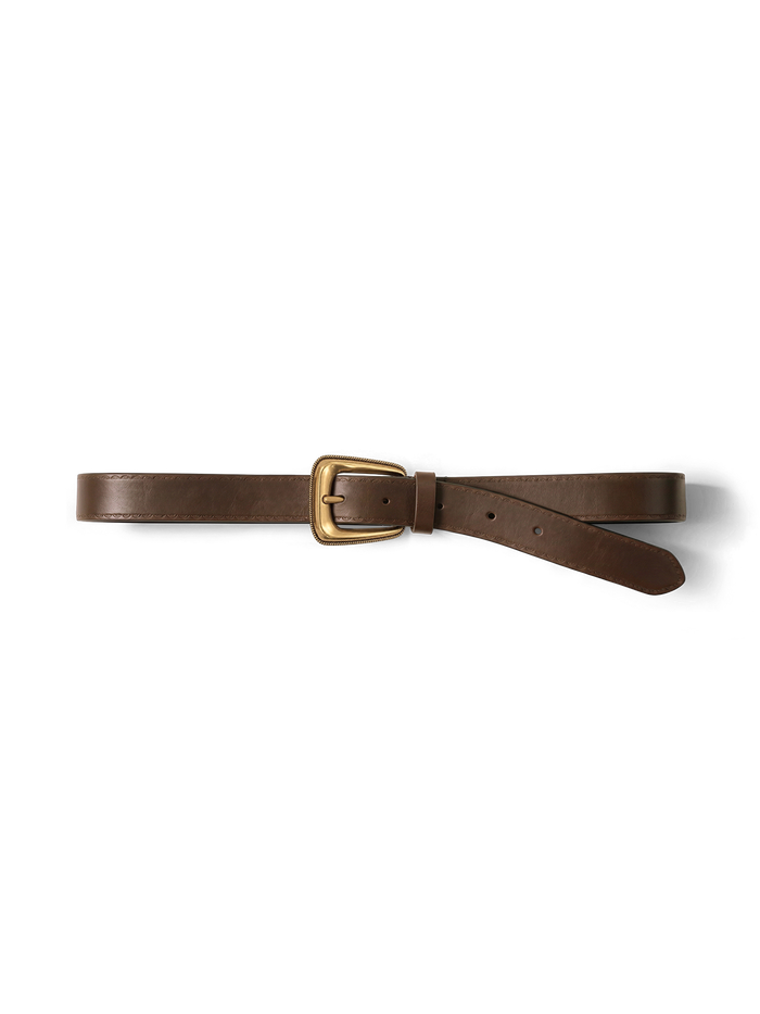 Veronica Beard Brown leather belt with a brass buckle.