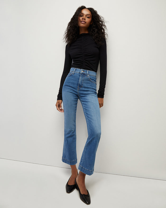 Veronica Beard Theresa Ruched Turtleneck - Black