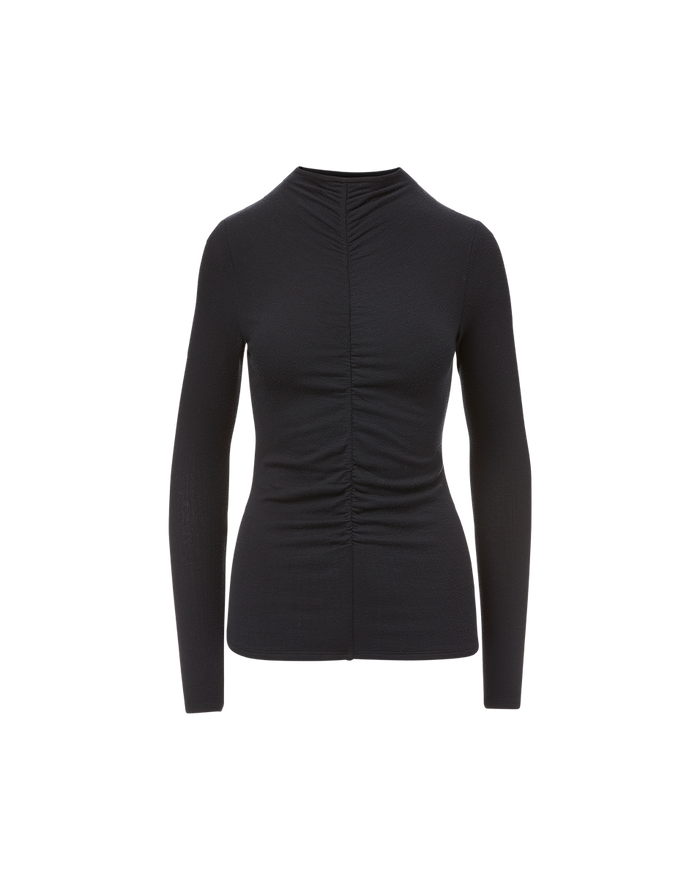 Veronica Beard Theresa Ruched Turtleneck - Black