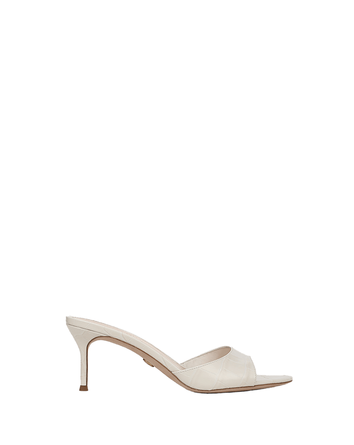 Veronica Beard Tia Croc-Embossed Sandal - Parchment