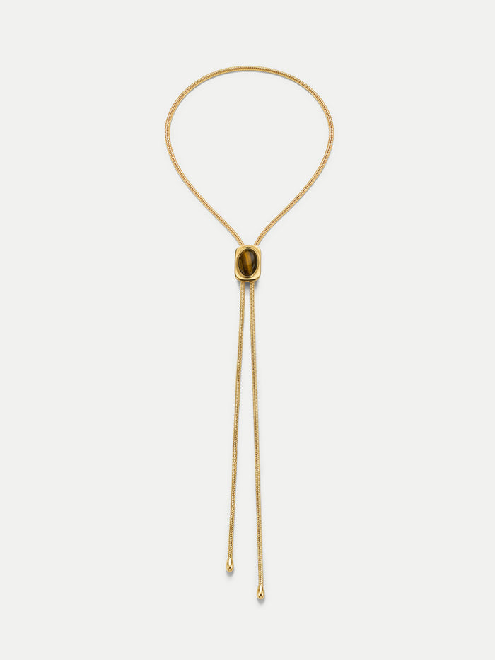Veronica Beard Gold snake chain necklace with oval center bead.