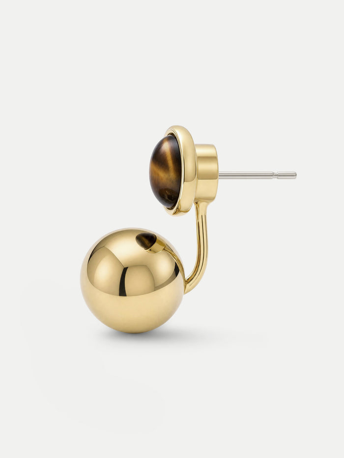 Veronica Beard Gold and brown tiger's eye drop earring.
