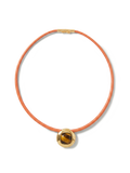 Veronica Beard Orange leather choker with a gold tiger's eye