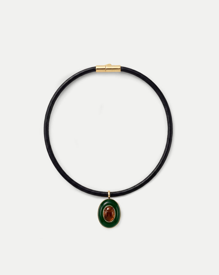 Veronica Beard Tiger’s Eye Pendant Necklace - Green