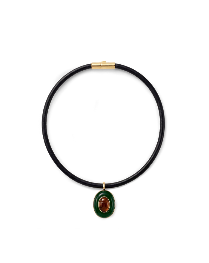 Veronica Beard Tiger’s Eye Pendant Necklace - Green