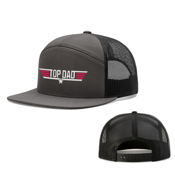 Seven-Panel Trucker Flatbill / Charcoal and Black / One Size