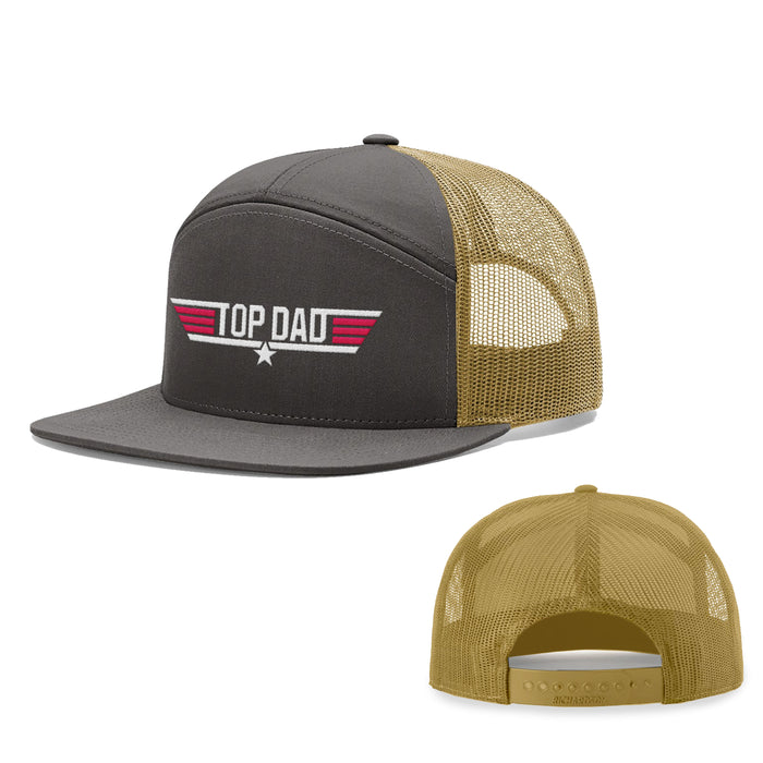 Seven-Panel Trucker Flatbill / Charcoal and Old Gold / One Size