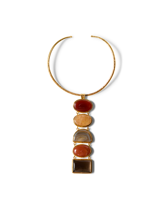 Veronica Beard Torque Semi-Precious Stone Necklace Multi