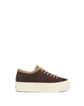 Veronica Beard Brown suede platform sneaker with faux-fur lining.