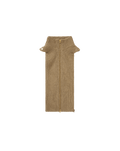 Veronica Beard Brown ribbed knit scarf with zipper and buttons.
