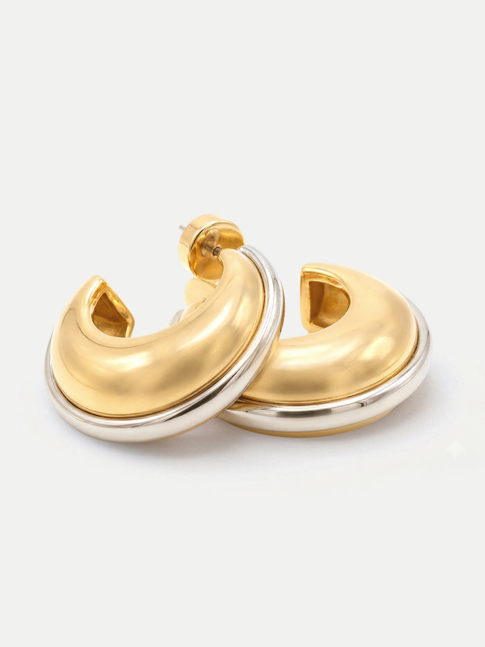 Veronica Beard Gold and silver chunky hoop earrings