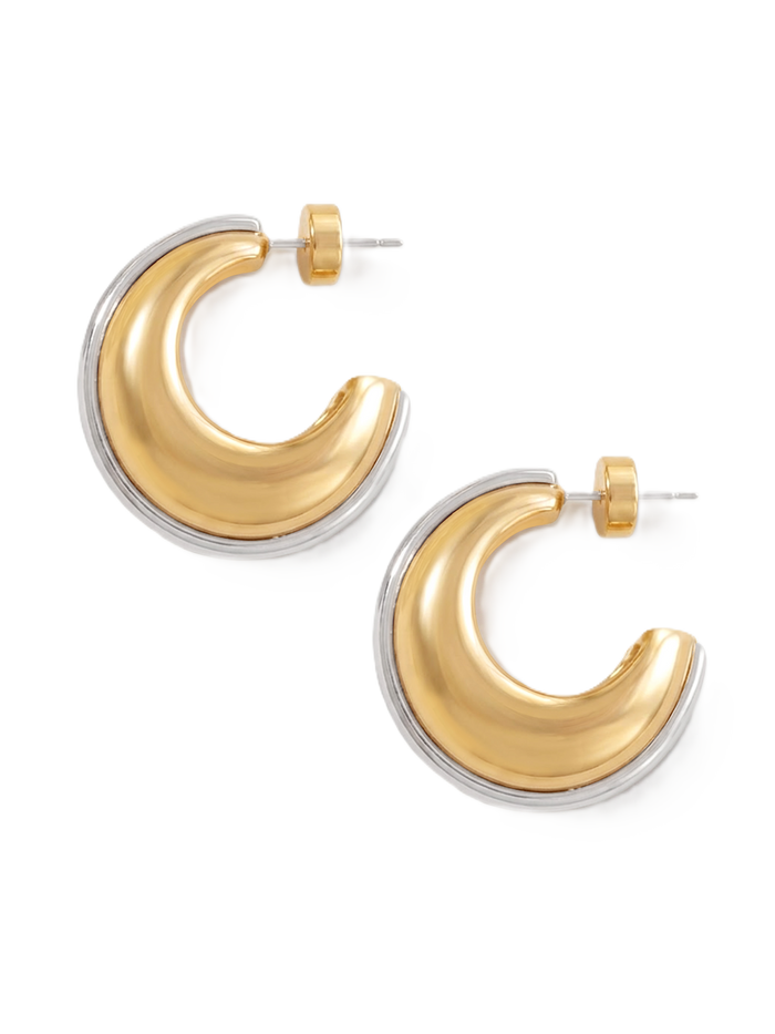 Veronica Beard Two-tone gold and silver chunky hoop earrings
