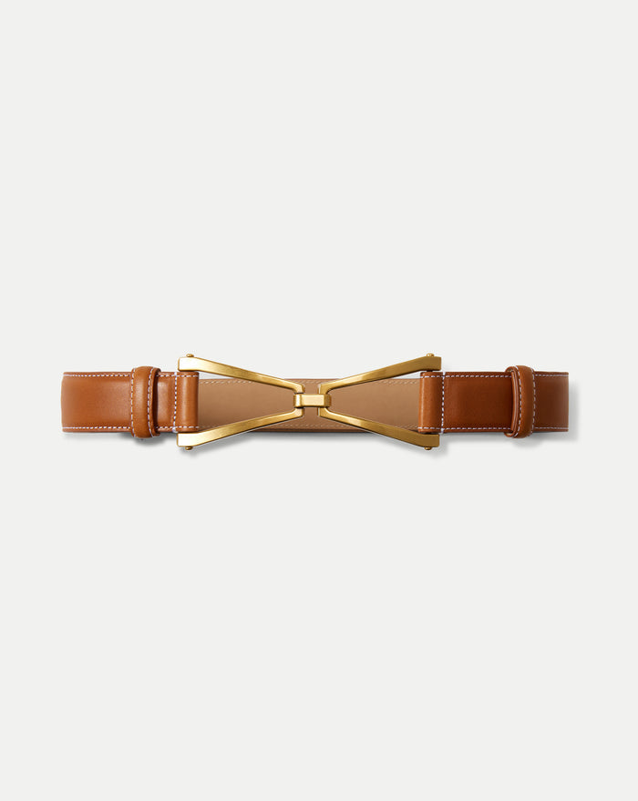 Veronica Beard V Leather Belt - Hazelwood