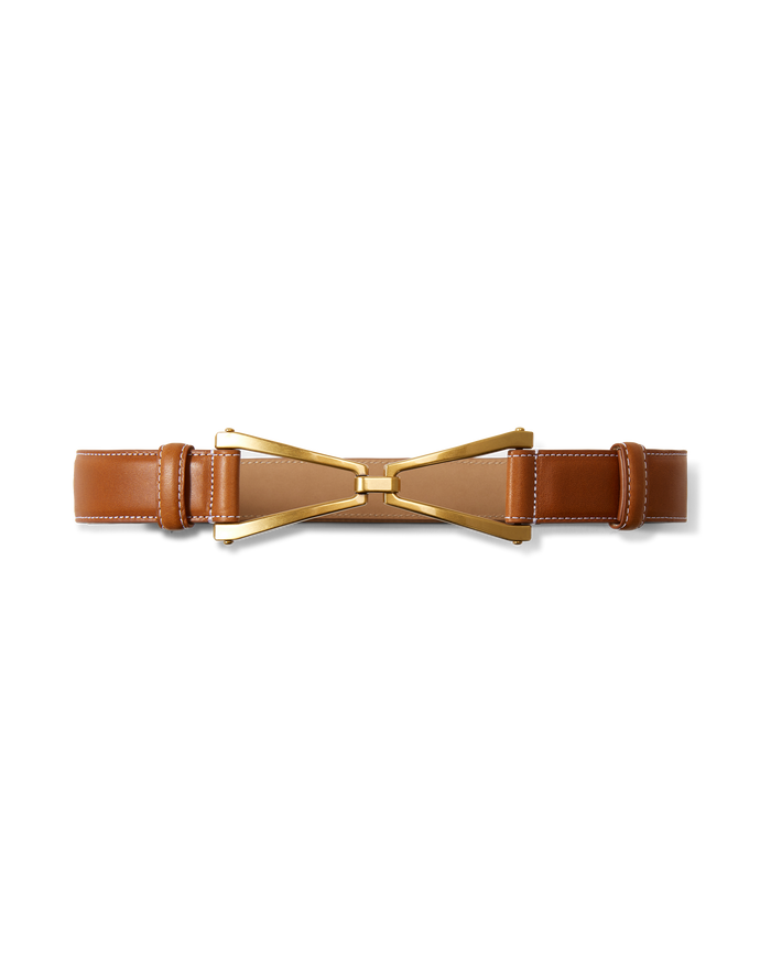 Veronica Beard V Leather Belt Hazelwood