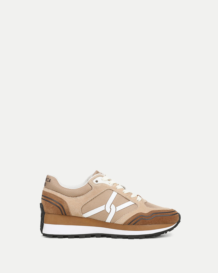 Veronica Beard Valentina Sport Sneaker - Chestnut/Ecru