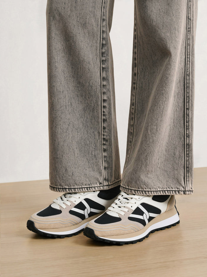 Veronica Beard Multicolor leather and mesh sneakers with white laces.