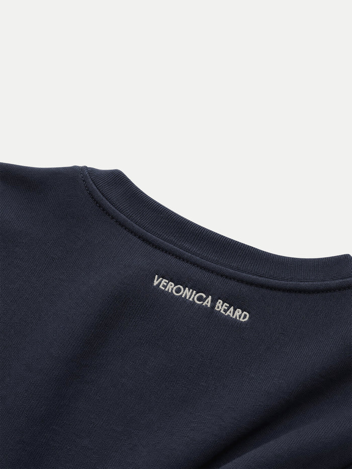 Veronica Beard Navy blue cotton sweatshirt with embroidered white logo.