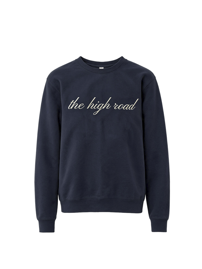 Veronica Beard Navy blue crewneck sweatshirt with white script.