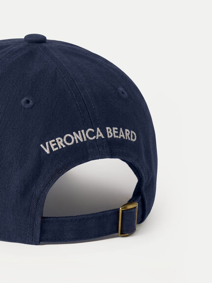 Veronica Beard Navy blue cotton baseball cap with embroidered logo.