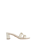 Veronica Beard Via Croc-Embossed Mid-Heel Sandal - Ecru