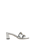 Veronica Beard Via Silver Mid-Heel Sandal - Silver