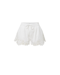Veronica Beard White cotton shorts with a drawstring waist and scalloped lace trim.