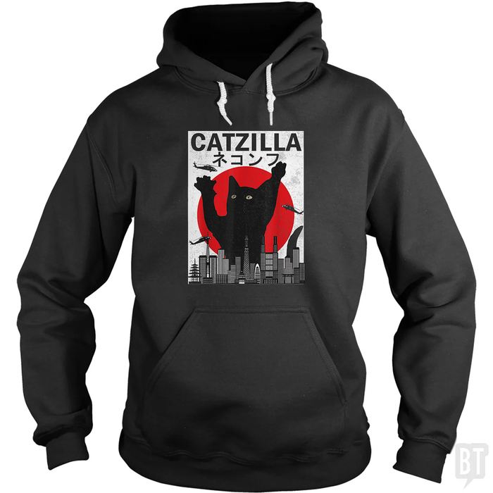 Vintage Catzilla Japanese Sunset Hoodie