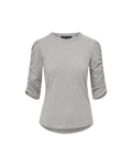 Veronica Beard Waldorf Ruched-Sleeve Slub T-Shirt - Heather Grey