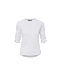 Veronica Beard Waldorf Ruched-Sleeve T-Shirt - White