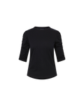 Veronica Beard Waldorf Ruched-Sleeve T-Shirt - Black