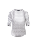 Veronica Beard Waldorf Ruched-Sleeve T-Shirt Black/White