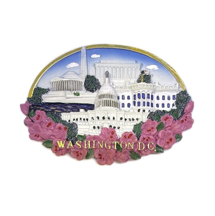 Washington DC Cherry Blossom Oval Ceramic Magnet