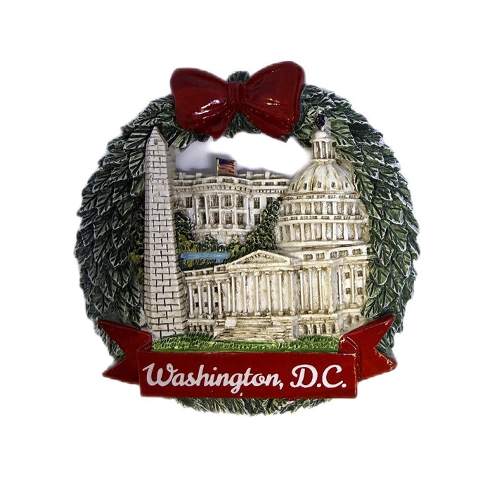 Washington DC Christmas Wreath Ceramic Magnet