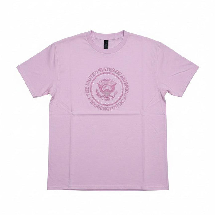 pink shirt with United States and Washington DC seal design