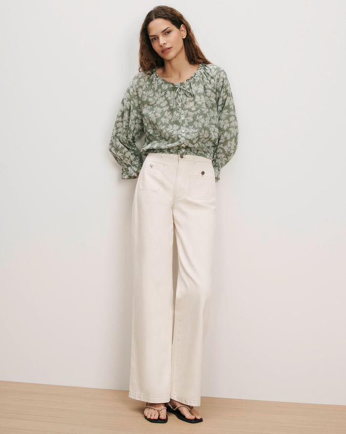 Veronica Beard Williamsen Floral Blouse - Sage/Dove