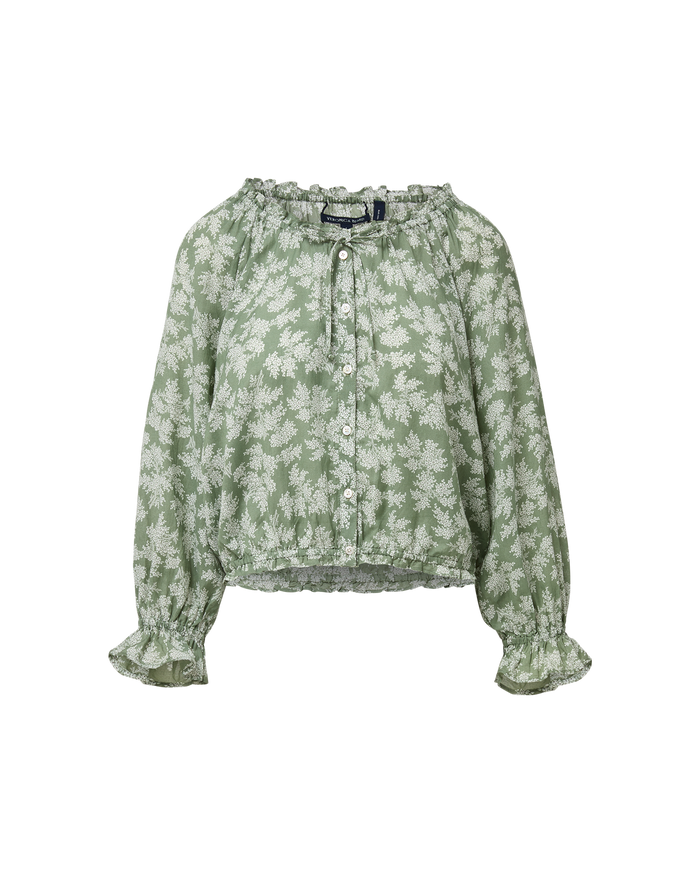 Veronica Beard Williamsen Floral Blouse - Sage/Dove